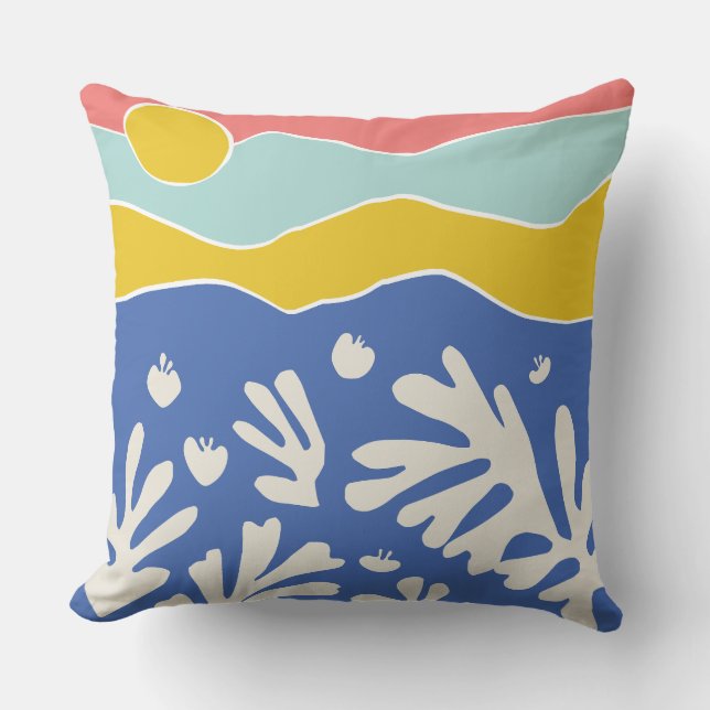 Blue Coral Ocean  Throw Pillow (Front)
