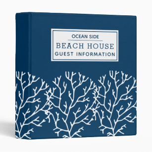 Blue Coral Pattern - Beach House Guest Information Binder