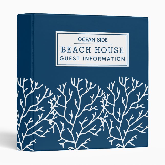 Blue Coral Pattern - Beach House Guest Information Binder (Front/Spine)