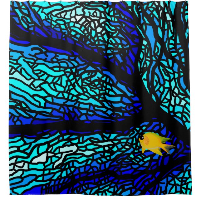 blue coral pattern yellow fish (Front)