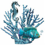 Blue Coral Reef Keychain Photo Sculpture Keychain<br><div class="desc">Acrylic photo sculpture keychain with an image of blue coral sheltering a gleaming blue seahorse and a beautiful blue fish with light blue topaz air bubbles. See matching acrylic photo sculpture pin, magnet, ornament and sculpture. See the entire Under the Sea Keychain collection in the SPECIAL TOUCHES | Party Favours...</div>