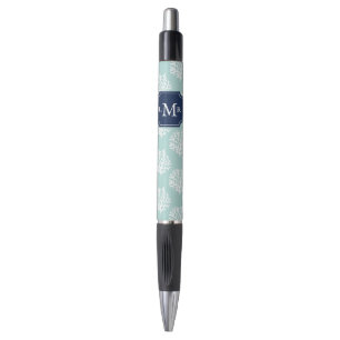 Blue Coral Reef Pattern Monogrammed Pen