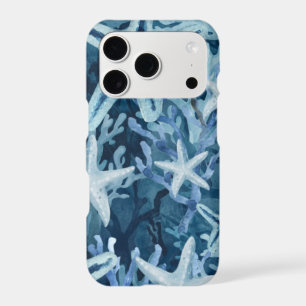 Blue Coral Starfish Beachy Pattern