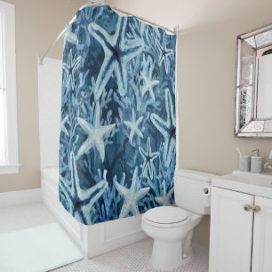 Blue Coral Starfish Beachy Pattern