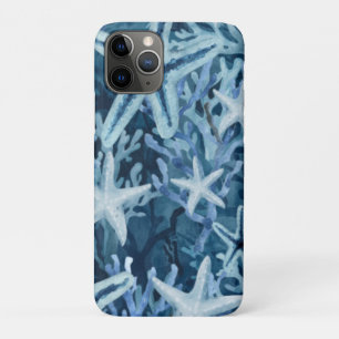 Blue Coral Starfish Beachy Pattern iPhone 11 Pro Case