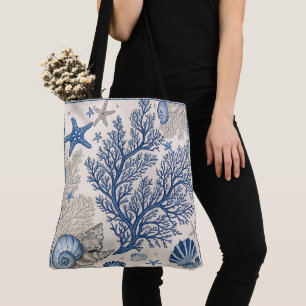 Blue Coral Tote Bag– Coastal Ocean with Star Bag