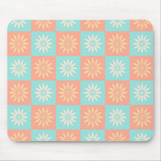 Blue Coral Yellow Flower Pattern Mouse Pad