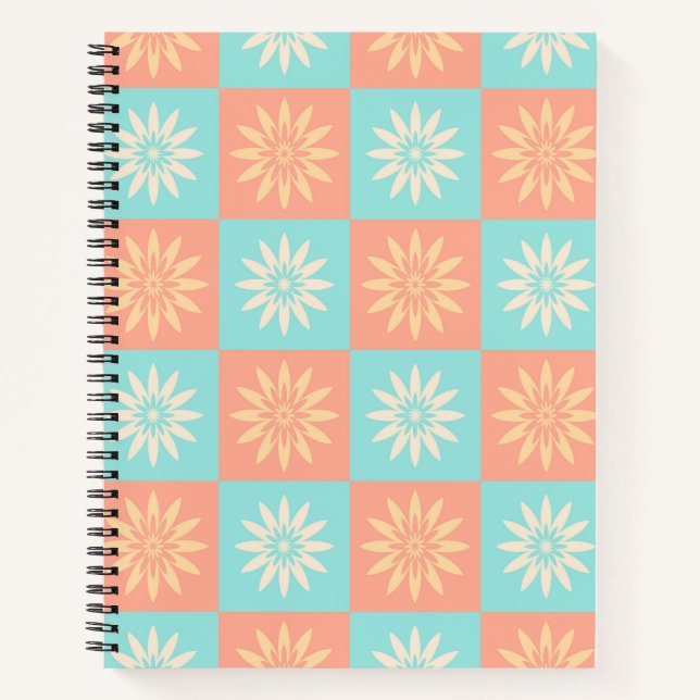 Blue Coral Yellow Flower Pattern Notebook (Front)