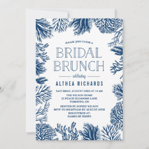 Blue Corals Frame Summer Bridal Brunch Invitation
