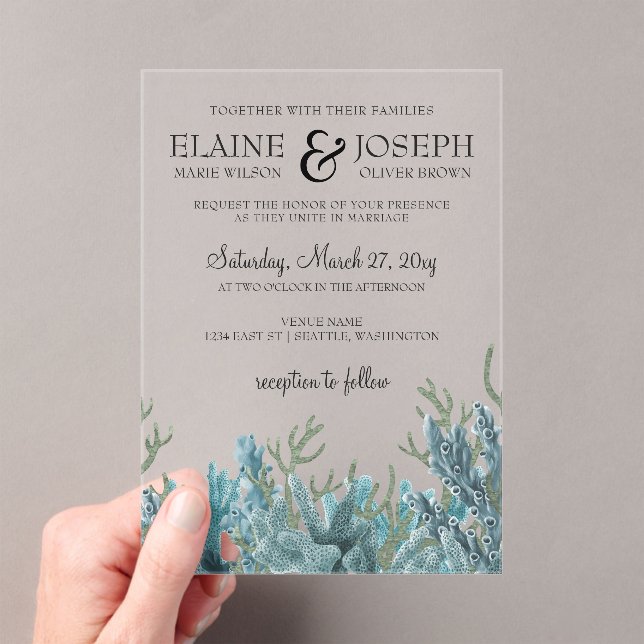 Blue Corals Under The Sea Wedding Invitation (Insitu (Handheld))