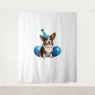 Blue Corgi Birthday Classic T-Shirt Tapestry