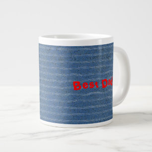Blue Cork Texture with White Lines Large Coffee Mug