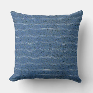 Blue Cork Texture with White Lines Throw Pillow