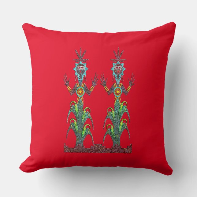 Blue Corn People Throw Pillow (Front)