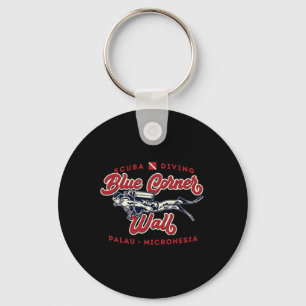 Blue Corner Wall Palau Micronesia Scu Diver  Keychain