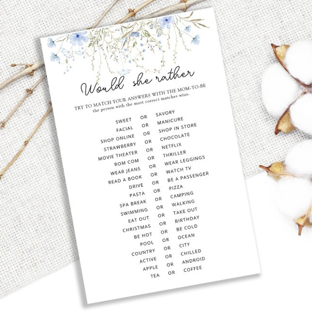 Blue Cornflower Baby Shower Would She Rather (Creator Uploaded)