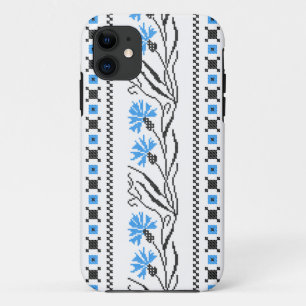 Blue Cornflower cross-stitch design iPhone 11 Case