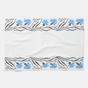 Blue Cornflower cross-stitch design Kitchen Towel