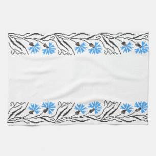 Blue Cornflower cross-stitch design Kitchen Towel