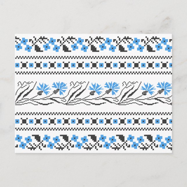 Blue Cornflower cross-stitch design Postcard (Front)