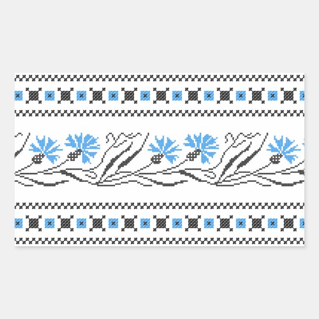 Blue Cornflower cross-stitch design Sticker (Front)