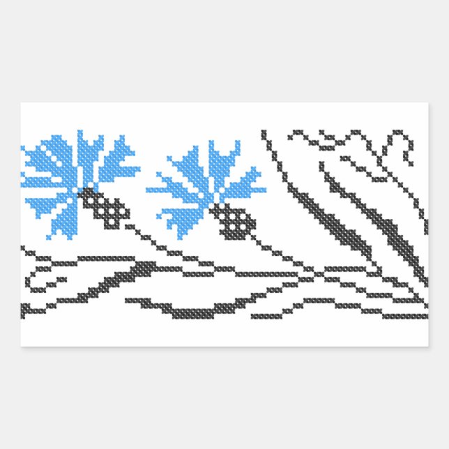 Blue Cornflower cross-stitch design Sticker (Front)