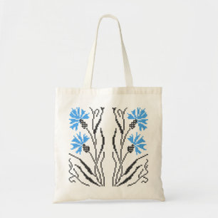Blue Cornflower cross-stitch design Tote Bag