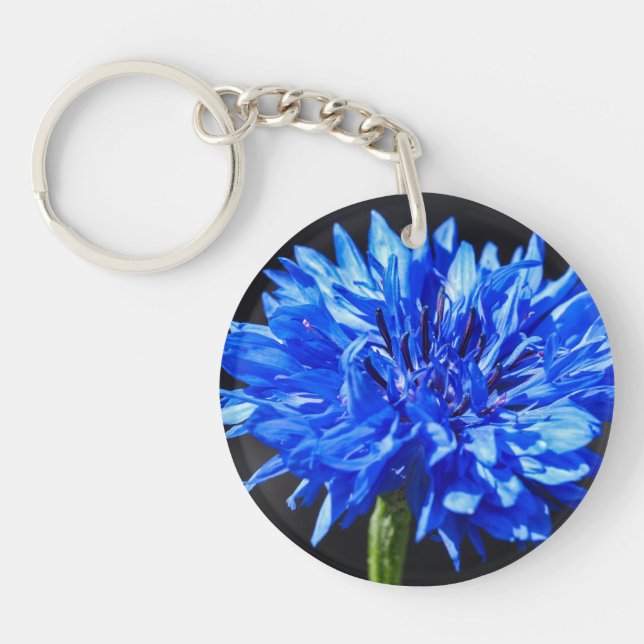 Blue Cornflower Double Sided Key Ring (Front)