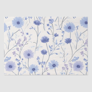Blue Cornflower Floral Tissue Paper