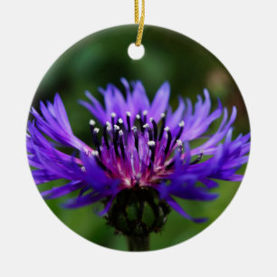 Blue Cornflower Flower Blossoms Peace Love Destiny Ceramic Ornament