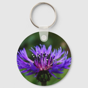 Blue Cornflower Flower Blossoms Peace Love Destiny Keychain