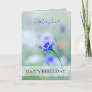 Blue Cornflower Personalized Happy Birthday Card