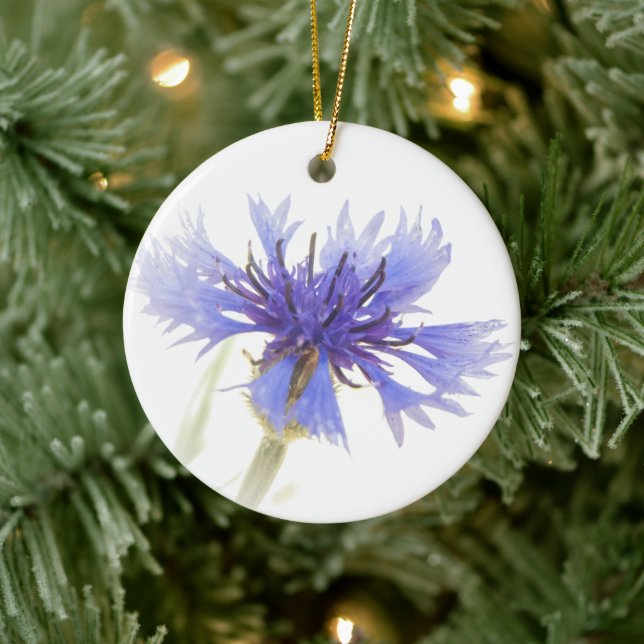 Blue Cornflower Photo - Ceramic Ornament (Tree)