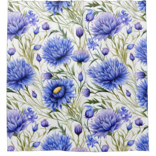 Blue Cornflower Seamless Pattern, Blue Floral