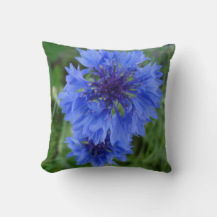Blue Cornflower Throw Pillow