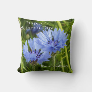 blue cornflower throw pillow