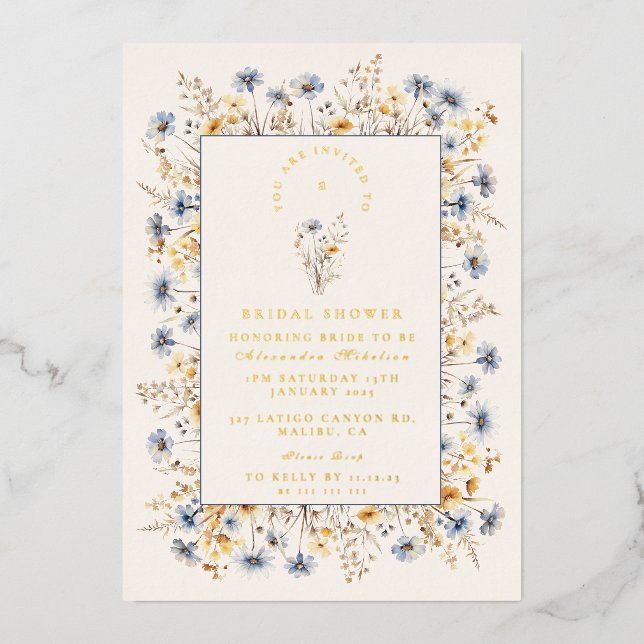 Blue Cornflower Wildflower Bridal Shower (Front)
