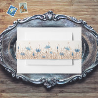 Blue Cornflowers & Wheat Cream Modern Wedding