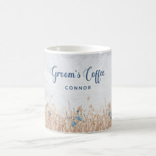 Blue Cornflowers & Wheat Field Groom's Mug