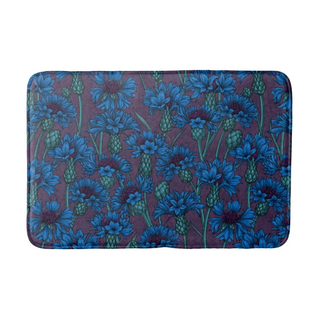 Blue cornflowers, wild flowers bath mat (Front)