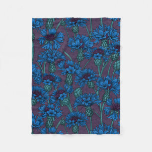 Blue cornflowers, wild flowers fleece blanket