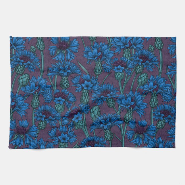 Blue cornflowers, wild flowers kitchen towel (Horizontal)
