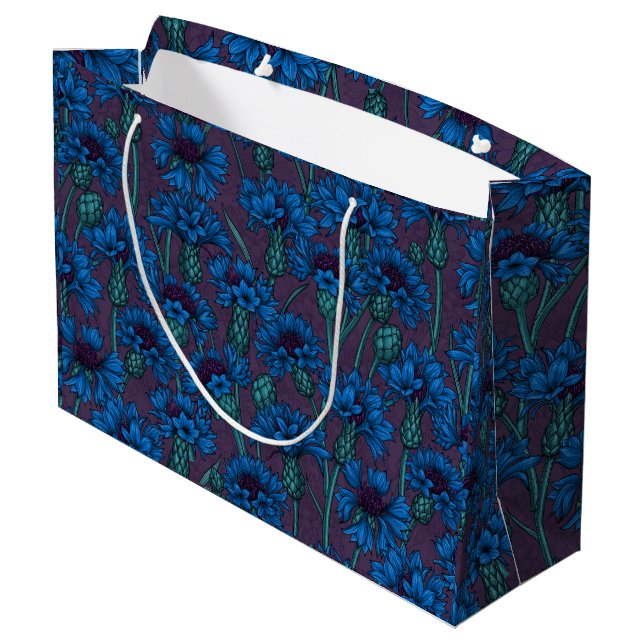 Blue cornflowers, wild flowers large gift bag (Back Angled)