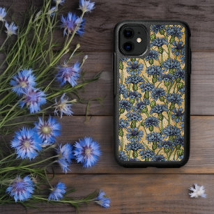 Blue cornflowers, wild flowers on honney yellow OtterBox symmetry iPhone 11 case