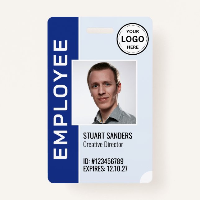 Blue Corporate Logo Employee Photo Badge (Front)