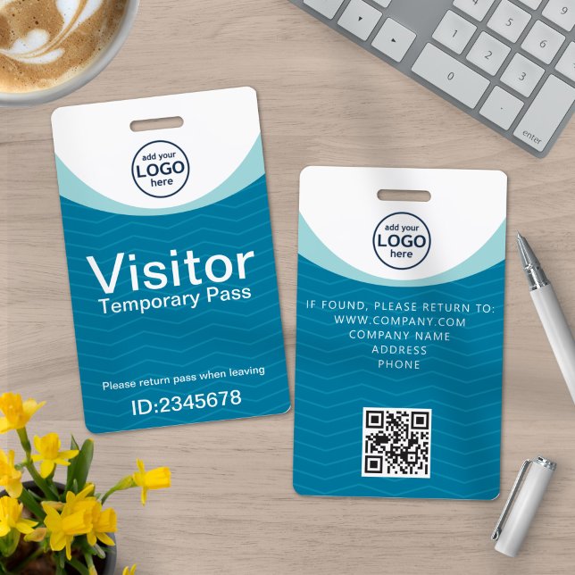 Blue Corporate Visitor Pass ID QR Code Badge (Creator Uploaded)