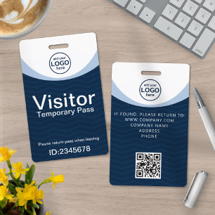 Blue Corporate Visitor Pass ID with custom QR Code Badge