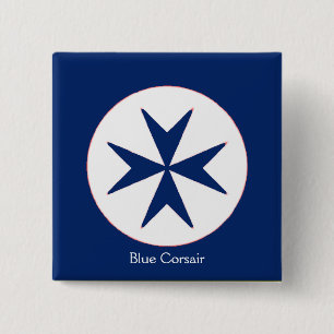 BLUE CORSAIR STYLE octagon cross 2 Inch Square Button