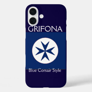 BLUE CORSAIR STYLE octagon cross iPhone 16 Plus Case