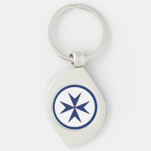 BLUE CORSAIR STYLE octagon cross Keychain
